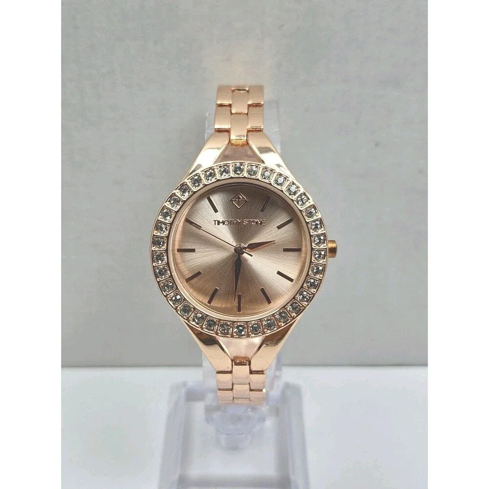 Timothy Stone Joliet Womens Rose Gold Swarovski Crystal Quartz Watch New Battery
